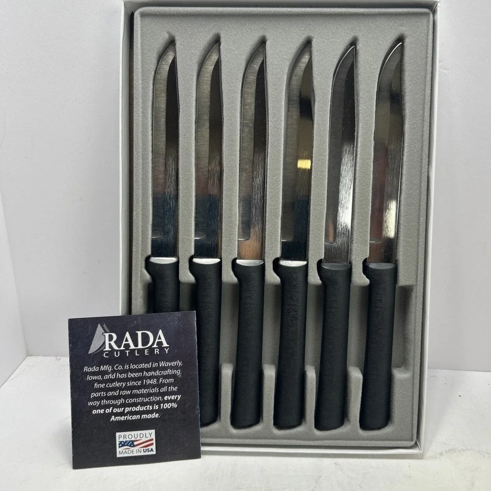 Rada Steak Knife Set 6pc OS Black New Serrated Stainless Steel G206